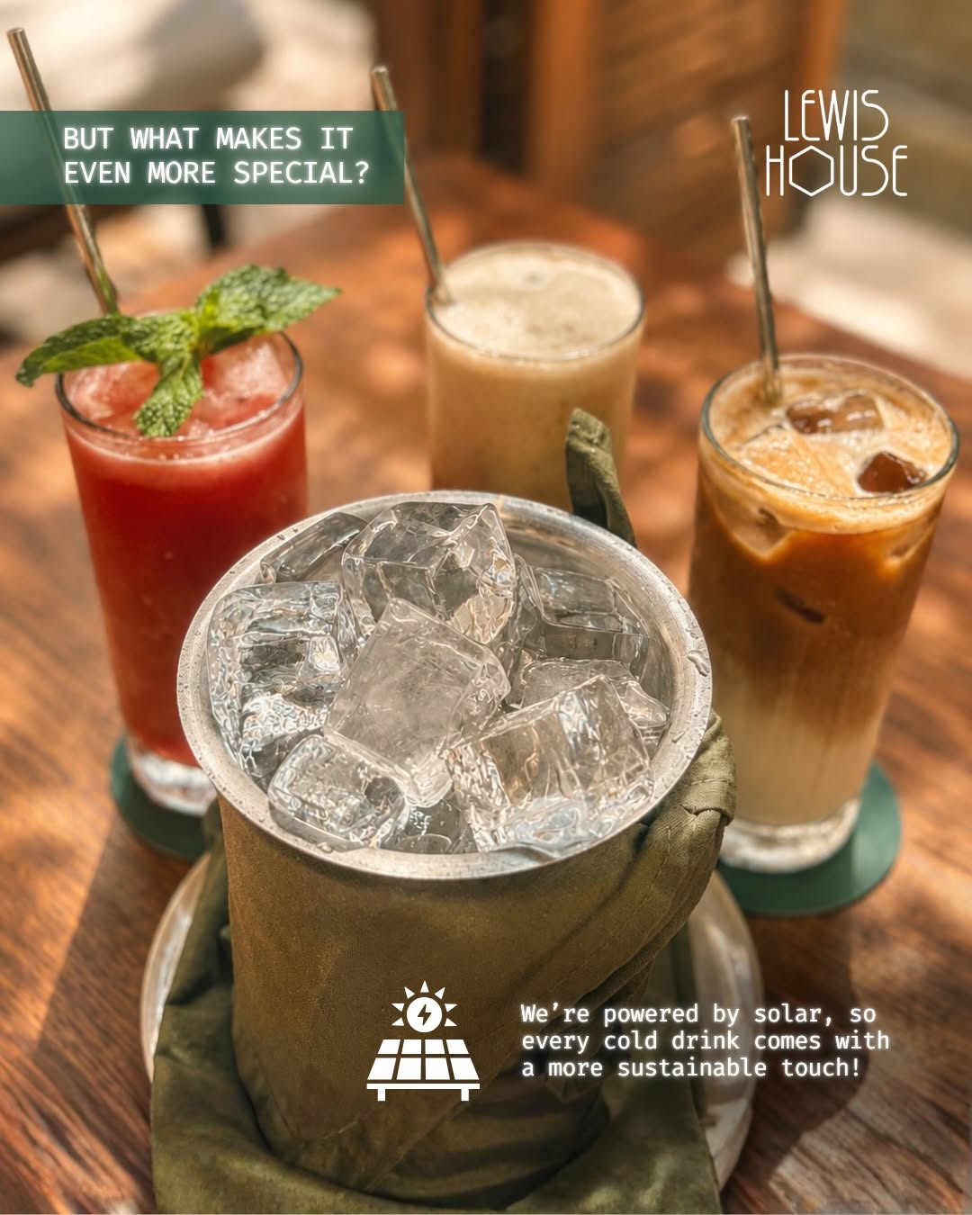 Drinks with ice bucket and fresh citrus — house-made ice cubes